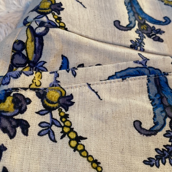 Loft shorts, size 8, cream with blue and yellow flower design. Pockets in front. - Picture 2 of 6